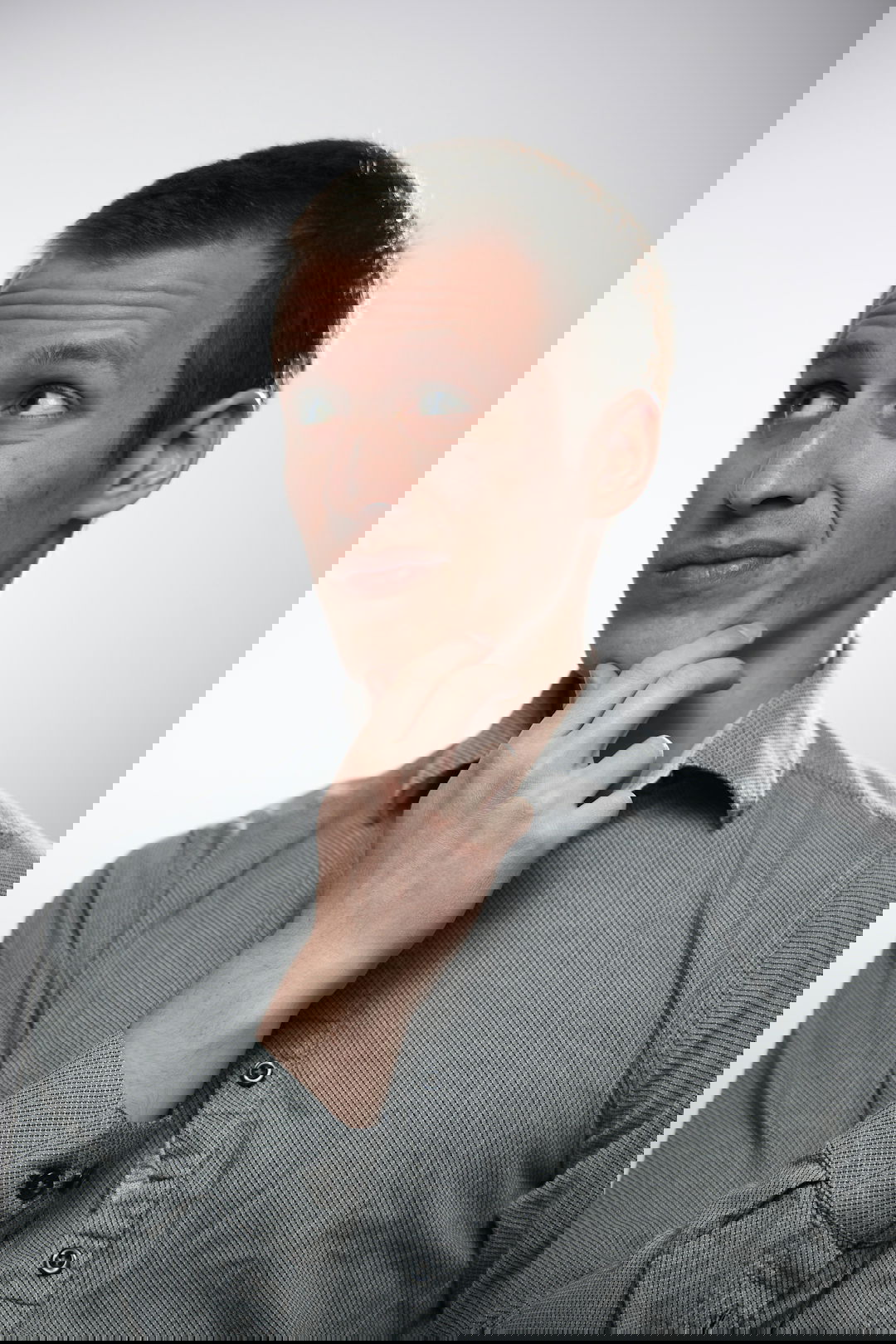 man in gray button up shirt